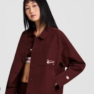 Champion Women's Deep Maroon Utility Jacket L/ Xl Snap Front
